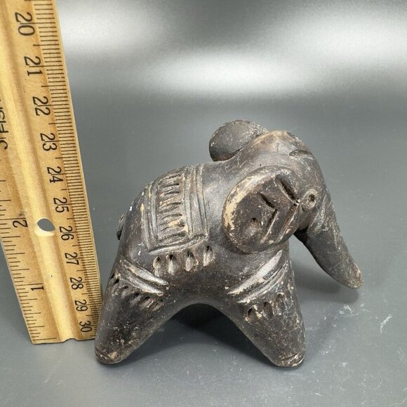Vintage Hand Made Pottery Elephant Figurine Primitive Style Textured Figure VTG - Picture 3 of 11